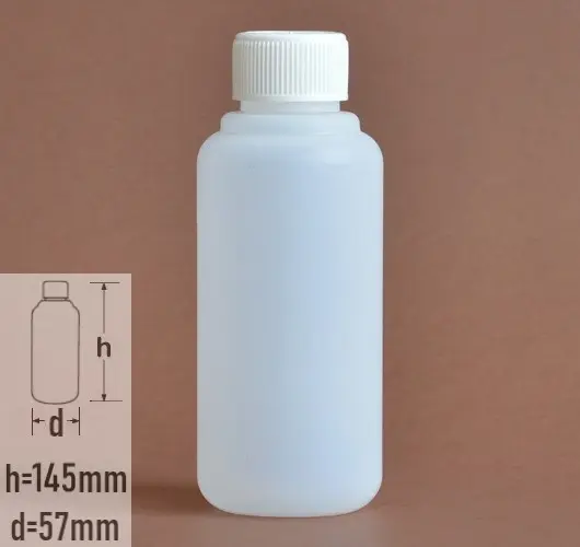 Sticla plastic 250ml culoare  natur semitransparent cu capac child resistance alb